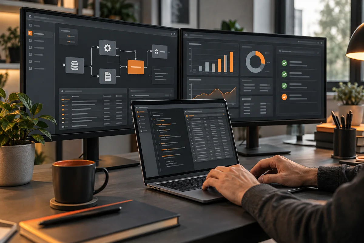 Custom software dashboards and connected automation workflows